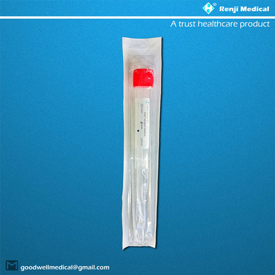 Tubo nasofaríngeo de la colección de la muestra del virus disponible con el casquillo rojo