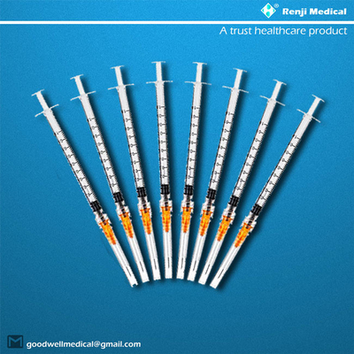 Materiales consumibles médicos disponibles de MSDS, jeringuilla de la cerradura de 25G 1ml Luer con la aguja