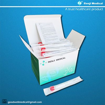 Tubo nasofaríngeo de la colección de la muestra del virus disponible con el casquillo rojo